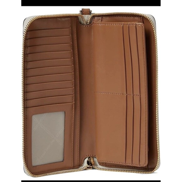 Michael Kors Jet Set Travel Continental Wallet Womens Vanilla Logo-Print ERK1701 - Picture 6 of 9